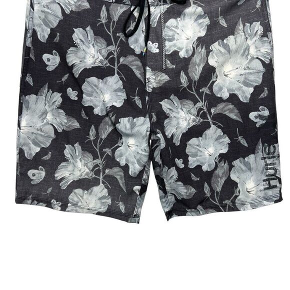 Hurley Men's Size 32 Phantom Black & Gray Floral Print Boardshorts - Picture 4 of 11